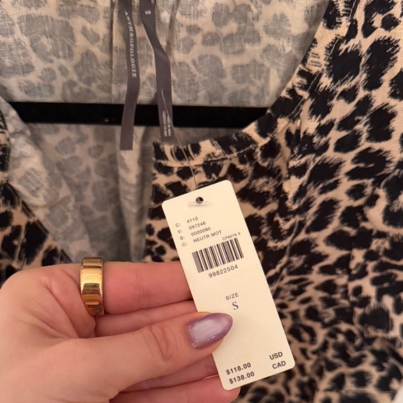 Anthropologie Black and Cream Animal Print Somerset Blouse - Picture 4 of 5